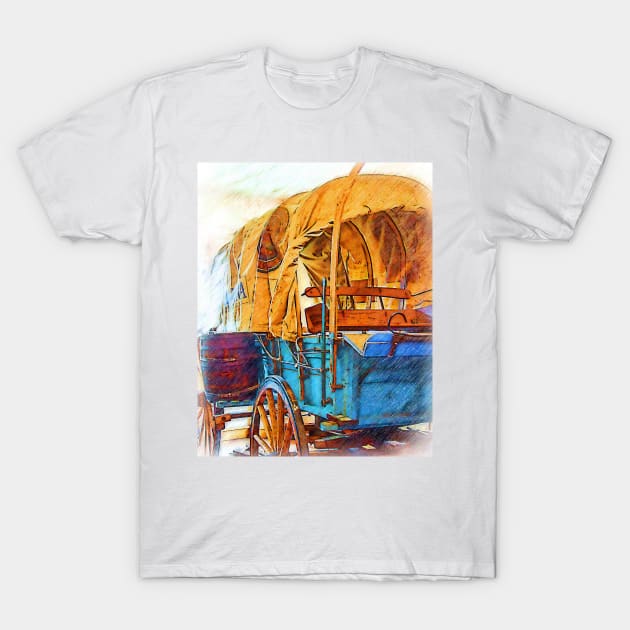 Covered Wagon Sketched T-Shirt by KirtTisdale